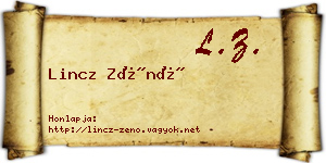 Lincz Zénó névjegykártya